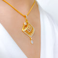 Exquisite Floral CZ 22k Gold Pendant Set