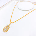 Modern Swirling 22k Gold Pendant Set