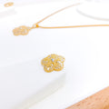 Glistening Flower 22k Gold Pendant Set