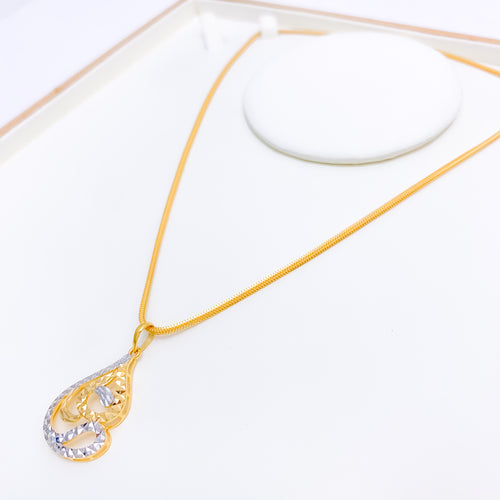 Contemporary Two-Tone 22k Gold Pendant Set