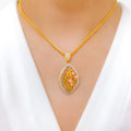 Exclusive Floral Three-Tone 22k Gold Pendant Set