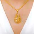 Sparkling Netted CZ 22k Gold Pendant Set