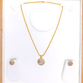 Abstract Floral 22k Gold Pendant Set