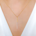 Fancy Slender Diamond 18k Gold Necklace