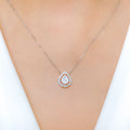 Contemporary Teardrop 18k Gold Diamond Necklace