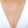 Graceful Elongated Diamond 18k Gold Necklace