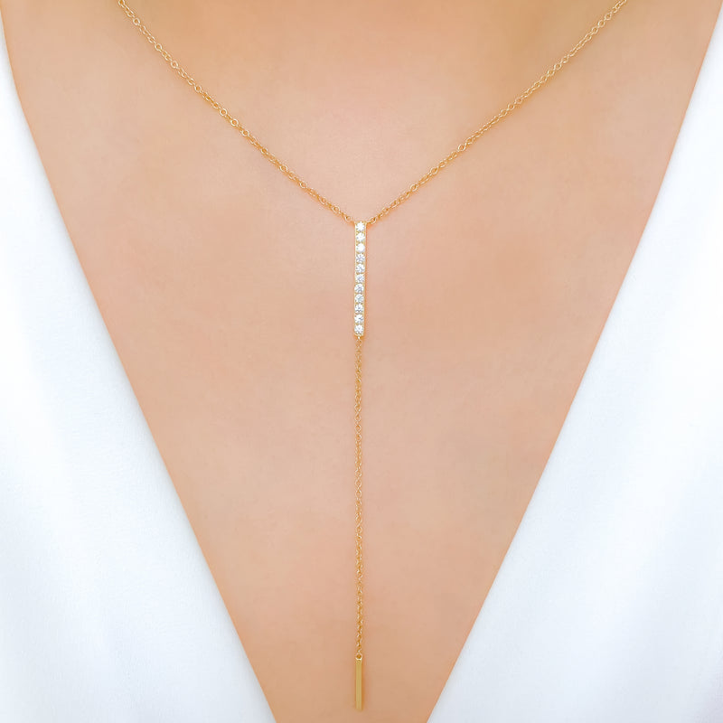 Graceful Elongated 18k Gold Diamond Necklace