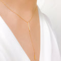 Graceful Elongated Diamond 18k Gold Necklace