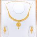 Regal Round Drop 22k Gold Necklace Set