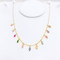 COLORFUL MULTI-STONE MARQUISE 22k Gold NECKLACE