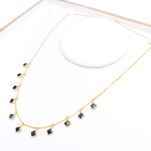 Chic Square Charmed 22k Gold Necklace