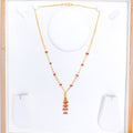 FANCY TWO-CHAIN PINK CZ DROP 22k Gold NECKLACE