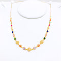 Elegant Multi-Colored Circle 22k Gold Necklace