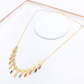 GLOSSY FLORAL MULTI-COLOR CZ 22k Gold NECKLACE