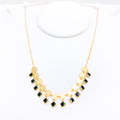 Square Charmed Black CZ 22k Gold Necklace