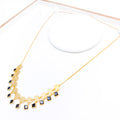 Square Charmed Black CZ 22k Gold Necklace