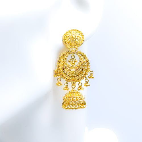 Hanging Chand Jhumki 22k Gold Earrings