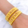 Graceful Netted Bangle 22k Gold Pair