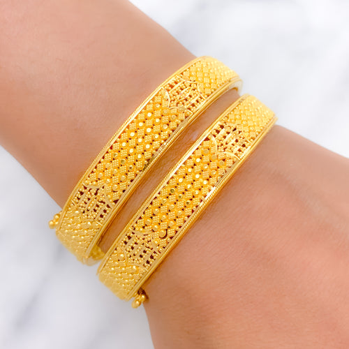 Trendy Modest Bangle 22k Gold Pair