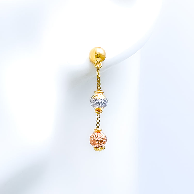 Three-Tone Orb 22k Gold Earrings