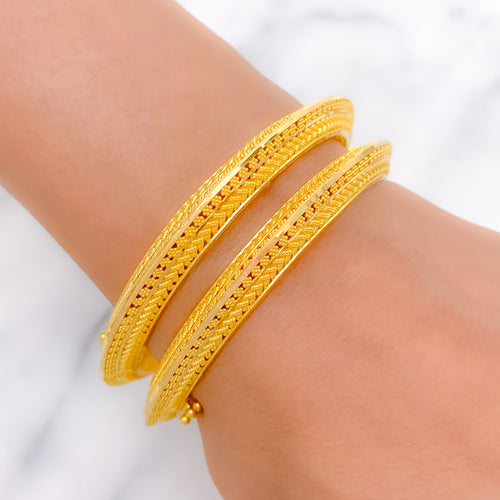 Elevated Shiny Bangle 22k Gold Pair