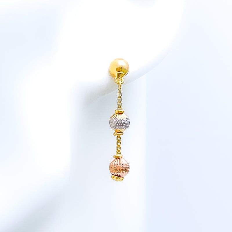 Posh Three-Tone 22k Gold Earrings