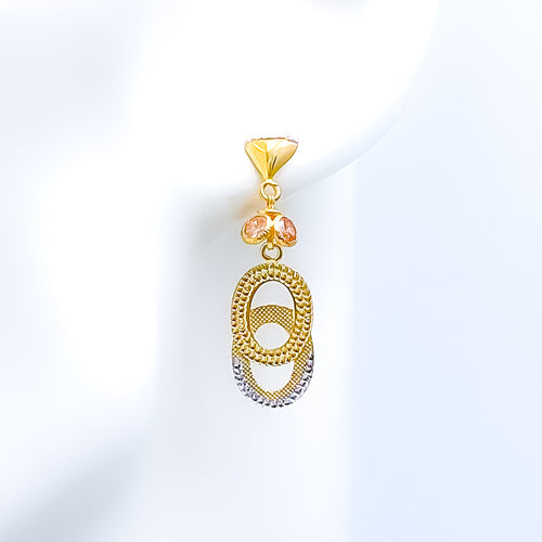 Contemporary CZ Accented 22k Gold Earrings