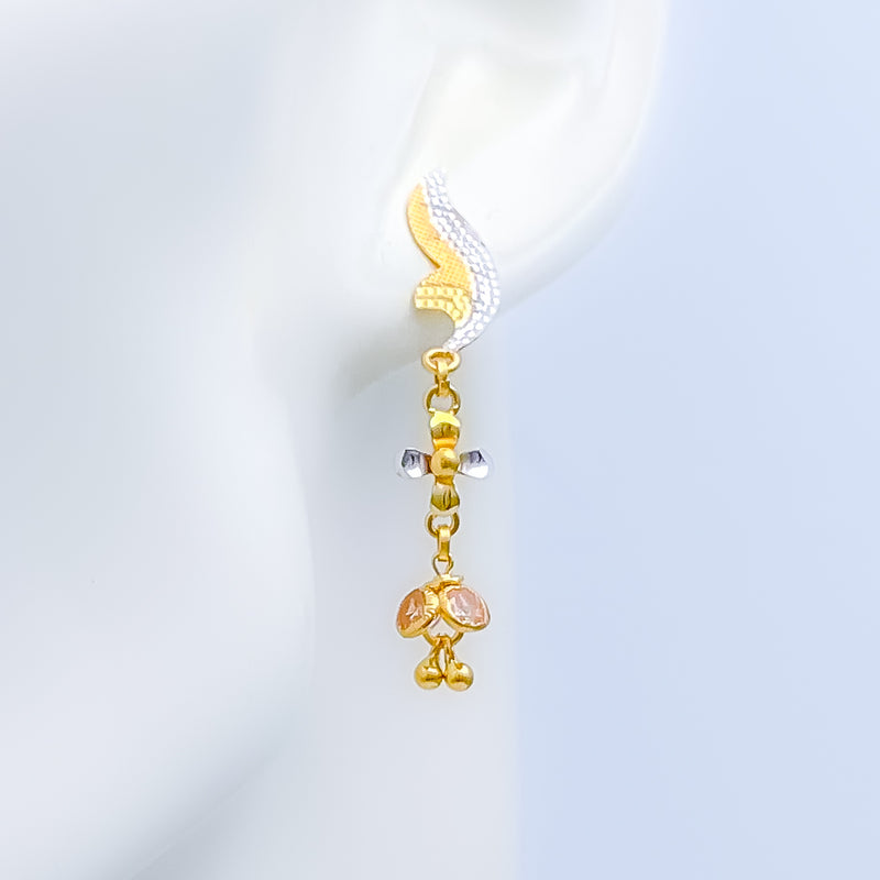 Trendy Two-Tone 22k Gold Earrings