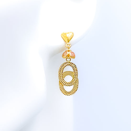 Classy Oval Drop 22k Gold Earrings