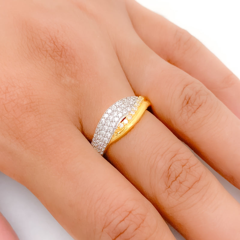 Shiny CZ Band 22k Gold Ring