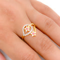 Magnificent Two Flower 22k Gold CZ Ring