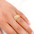 Attractive Wavy CZ 22k Gold Ring