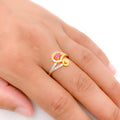 Adorable Red Accented 22k Gold CZ Ring