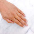 Modern Floral CZ 22k Gold Ring