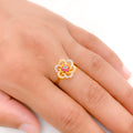 Modern Floral CZ 22k Gold Ring