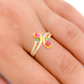 Modest Multi Color CZ 22k Gold Ring