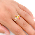 Modest Multi Color CZ 22k Gold Ring