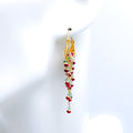 Ruby Emerald Chandelier 22k Gold Earrings