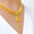 Exquisite Hanging 22k Gold Necklace Set