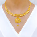 Regal Round Drop 22k Gold Necklace Set