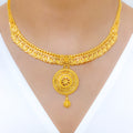 Regal Round Drop 22k Gold Necklace Set