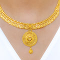 Regal Round Drop 22k Gold Necklace Set