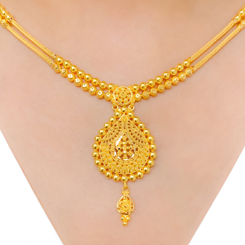 Graceful Two Chain 22k Gold Necklace Set