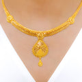 Sophisticated Teardrop 22k Gold Necklace Set