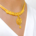 Elevated Teardrop 22k Gold Necklace Set