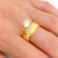 Upscale Two-Tone CZ Solitaire 22k Gold Ring