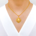 Sophisticated Matte 22k Gold Pendant Set