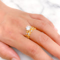Striking Two-Tone CZ Solitaire Dual 22k Gold Ring