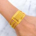 Floral Three Chain Statement 22k Gold Bracelet