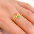 Green & Red CZ Cluster Ring